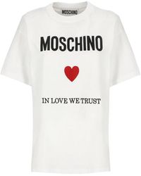 Moschino - Magliette bianca con logo e girocollo - Lyst