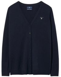 GANT - Truien & Vesten ,Blauw ,Wol Fijn V-Hals Vest - Lyst