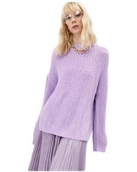 Twinset - Truien & Vesten ,Paars ,Wol Zachte Gebreide Trui - Lyst
