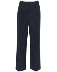 Part Two - Broeken ,Blauw Pinstripe Wide Leg Broeken - Lyst