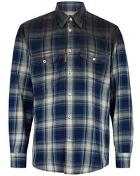 DSquared² - Overhemden ,Blauw ,Katoen Shirt Met Ruitpatroon - Lyst