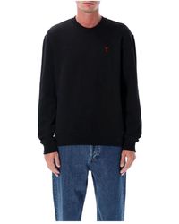 Ami Paris - Hoodies & Sweatvesten ,Zwart ,Katoen Ami De Coeur Sweatshirt - Lyst
