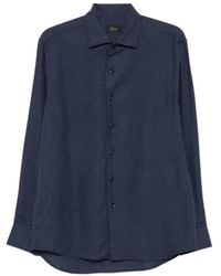Brioni - Donkerblauwe Blouse Met Lange Mouwen En Knopen - Lyst