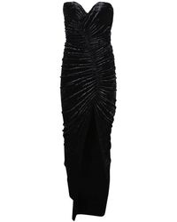 Alexandre Vauthier - Ruched Velvet Evening Dress With Silhouette And High Slit - Lyst