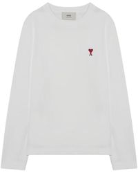 Ami Paris - Tops ,Wit ,Katoen Wit T-Shirt Voor Mannen Aw 25 - Lyst