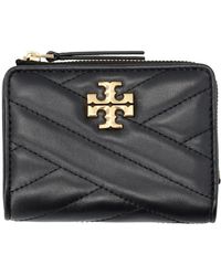 Tory Burch - Zwarte Chevron Bi-Fold Portemonnee - Lyst