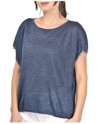 Gran Sasso - Tops ,Blauw ,Poncho-Stijl T-Shirt Met Details - Lyst