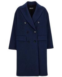 Alberto Biani - Jassen ,Blauw ,Wol Double-Breasted Coat - Lyst