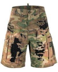 DSquared² - Logo-Print Distressed Shorts - Lyst