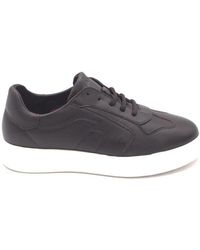 Frau - Schoenen ,Bruin ,Donkerbruine Leren Sneakers Ronde Neus - Lyst