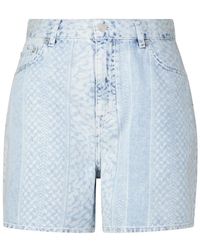 Lala Berlin - Korte Broeken ,Blauw ,Denim Gestreepte Denim Shorts - Lyst