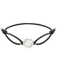 Gucci - Accessoires ,Grijs ,Katoen Interlocking G Cord Armband - Lyst