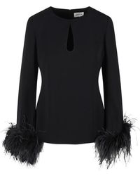 P.A.R.O.S.H. - Feder poker bluse mit drop-ausschnitt - Lyst