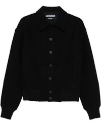 Jacquemus - Jassen ,Zwart ,Wol Zwarte Wol Gekraagde Buitenkleding - Lyst