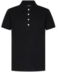 Balmain - Zwarte Poloshirt Met Monogram Motief - Lyst