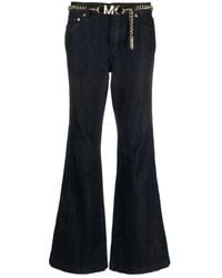 Michael Kors - Vaqueros Acampanados Con Cinturón De Cadena, Lavado Índigo, Mujer, Talla - Lyst