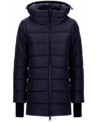 Herno - Jassen ,Blauw ,Leer Medium Down Jacket - Lyst