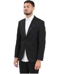 SELECTED - Jassen ,Zwart ,Satijn Single-Breasted Jas Met Satijnen Kraag - Lyst