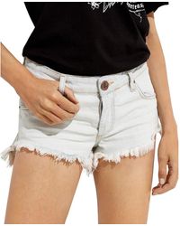One Teaspoon - Blauwe Trucker Mid Waist Shorts - Lyst