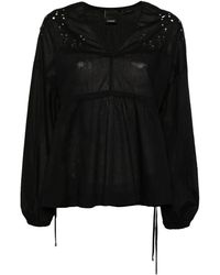 Pinko - Camisa negra de algodón con cuello en v - Lyst