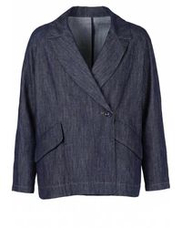 ALESSIA SANTI - Jassen ,Blauw ,Katoen Double-Breasted Katoenen Jas - Lyst