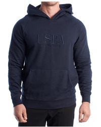 U.S. POLO ASSN. - U. Polo Assn. ,Hoodies & Sweatvesten ,Blauw ,Katoen Fleece Gevoerde Hoodie - Lyst
