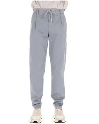 Eleventy - Hellblaue Baumwoll-Komfort Hose Mit Kordelzug - Lyst