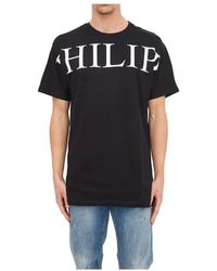 Philipp Plein - Tops ,Zwart ,Katoen Zwarte T-Shirt Met Uniek Ontwerp - Lyst