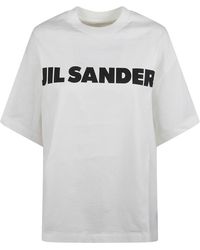 Jil Sander - Cotton T-Shirt Met Logo - Lyst