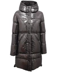 EMMA & GAIA - Jassen ,Zwart ,Leer Piumino Label Down Jacket Metallic - Lyst