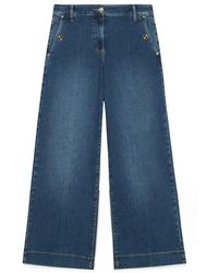 Oltre - Umweltfreundliche wide leg cropped jeans - Lyst