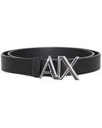 Armani Exchange - Cintura da donna reversibile nera con logo metallico - Lyst