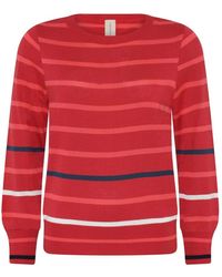 Skovhuus - Sportliche gestreifte o-neck pullover bluse - Lyst