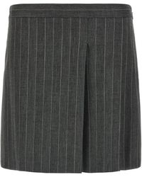 Pinko - Rokken ,Grijs ,Wol Pinstripe Minirok Met Macro Plooien - Lyst