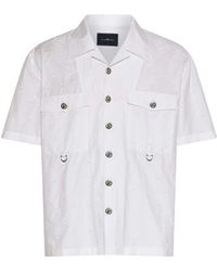 John Richmond - Overhemden ,Wit ,Kort Mouw Geborduurd Shirt - Lyst