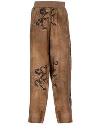 Uma Wang - Pantaloni marroni con vita elastica - Lyst