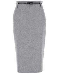 Max Mara - Ginseng Midi Rock Grau Regular Fit - Lyst