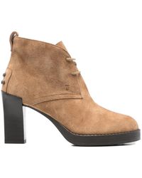 Tod's - Bruine Suède Veterschoenen - Lyst