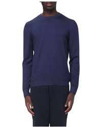 Fay - Truien & Vesten ,Blauw ,Wol Crew Neck Sweater - Lyst