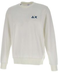 Sun 68 - Hoodies & Sweatvesten ,Wit ,Katoen Basic Fleece Sweatshirt - Lyst