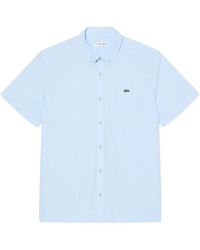 Lacoste - Overhemden ,Blauw ,Katoen T-Shirt Met Korte Mouwen - Lyst