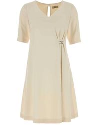 Herno - Kleedjes ,Wit ,Ivoorkleurige Stretch Crêpe Jurk - Lyst