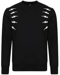 Neil Barrett - Hoodies & Sweatvesten ,Zwart ,Katoen Zwarte Sweatshirt Pbjs 333A G517S 524 - Lyst
