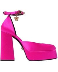 Versace - Fuchsia Satin Platform High Heels - Lyst