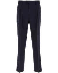 Etro - Broeken ,Blauw ,Wol Enkel Geplooide Broek - Lyst