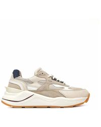 Date - Weiße ledersneakers blau wildleder - Lyst
