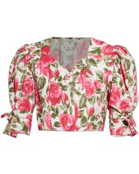 Chloé - Overhemden ,Veelkleurig ,Katoen Korte Bloementop - Lyst