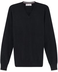 Brunello Cucinelli - Truien & Vesten ,Zwart ,Kasjmier Cashmere V-Neck Sweater - Lyst