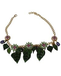 Dolce & Gabbana - Statet-Halskette aus farbenem Messing mit Blukristall-Anhänger - Lyst