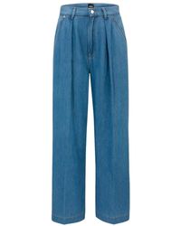 BOSS - Boss jeans donna largo con pence denim wide leg 50509285 colore blu denim - Lyst